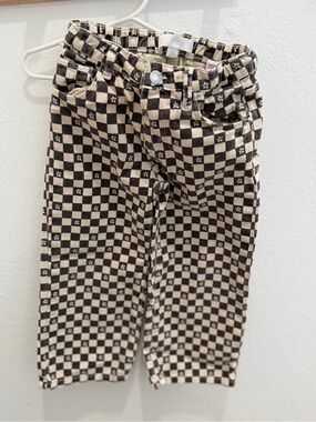 Zara Black and Cream Checkerboard Kids Jeans with Fleck Detail